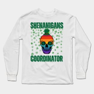 Shenanigans Coordinator - Vintage Skull With Clover Leaves Long Sleeve T-Shirt